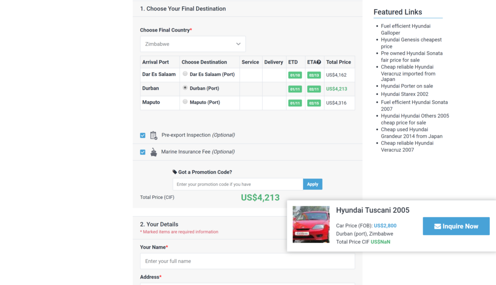 Car From Japan - Shipping Details