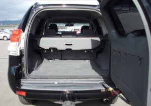 The boot of a used 2009 Toyota Land Cruiser Prado from online used Japanese car dealer BE FORWARD.