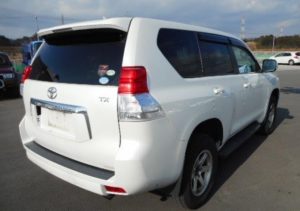 The rear of a used 2009 Toyota Land Cruiser Prado from online used Japanese car dealer BE FORWARD.